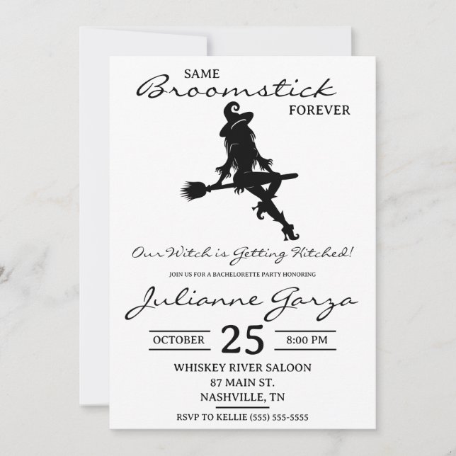 Convites Mesma Vassoura Para Sempre! Despedida de Solteira  (Frente)