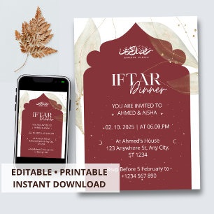 Convites Mesquita marrom ramadã jantada Iftar