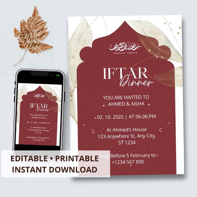 Convites Mesquita marrom ramadã jantada Iftar (Criador carregado)