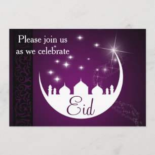 Convites Mesquita roxa da lua de Eid Mubarak