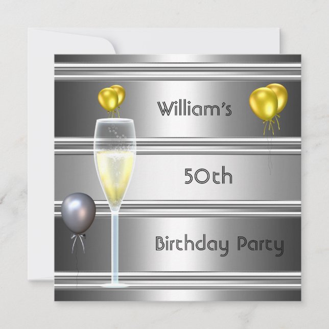 Convites metal Prata Preta 50º Aniversário (Frente)