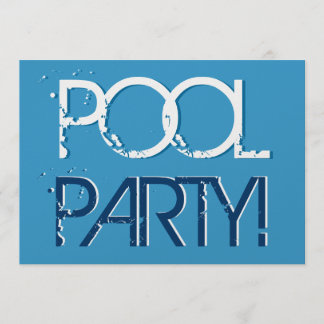 Convites Metálico Azul de Piscina de Aniversário Premium Br