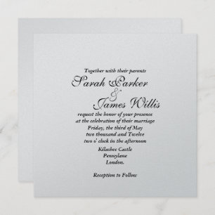 Convites Metálico de prata - adicione sua própria fita