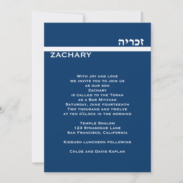 Convites Metálico Dourado feito sob encomenda de Zachary (Frente)
