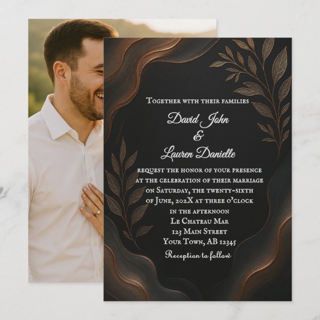 Convites Metallic Whisper Photo Invitation (Frente/Verso)