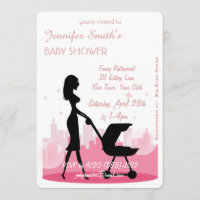 Metro City Girl Modern Baby Shower Invants