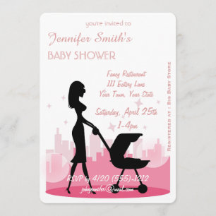 Convites Metro City Girl Modern Baby Shower Invants
