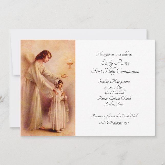 Convites Meu Coração Percebe Sua Primeira Comunhão (Frente)