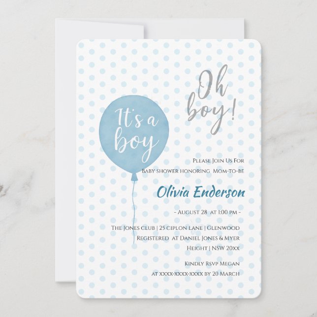 Convites Meu Deus! Bebê do balão deve ser convidado (Frente)