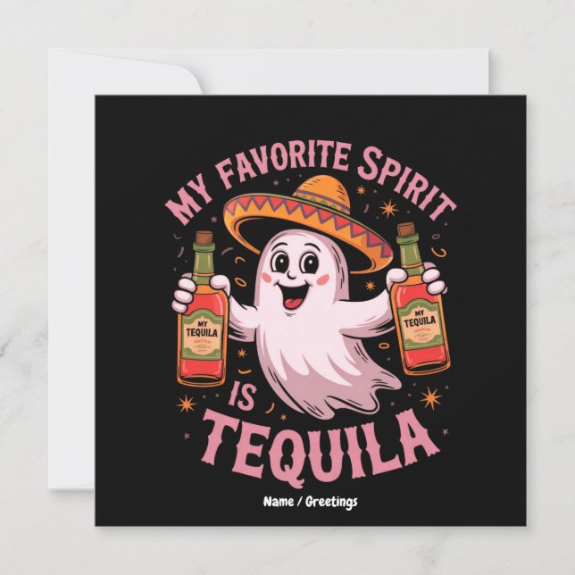 Convites Meu Espírito Favorito É Tequila Halloween Bebendo  (Frente)
