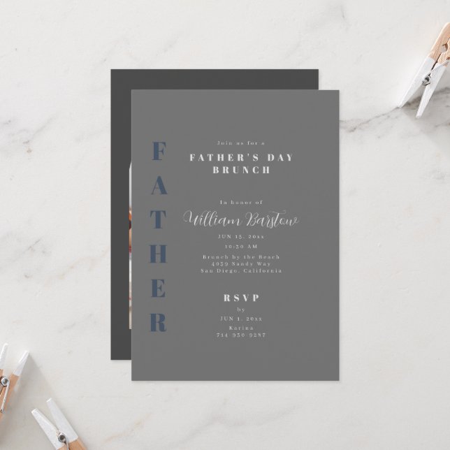 Convites Meu Pai, Meu Dia de os pais Super Herói Brunch (Frente/Verso In Situ)