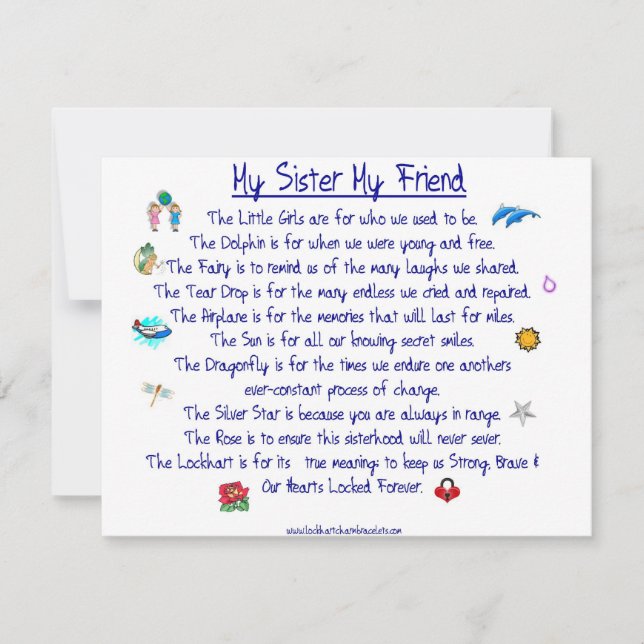 Convites Meu poema de amigo da IRMÃ com gráficos (Frente)