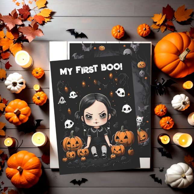 Convites Meu primeiro Halloween Meu primeiro Boo (Halloween cute spooky little  Wednesday my first halloween party invitation.)