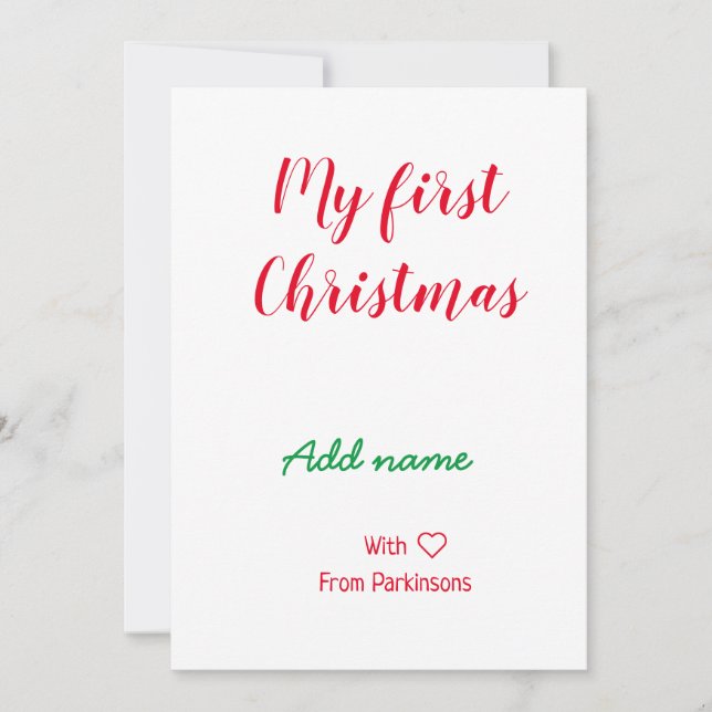 Convites Meu primeiro Natal adiciona o nome da família com  (Frente)