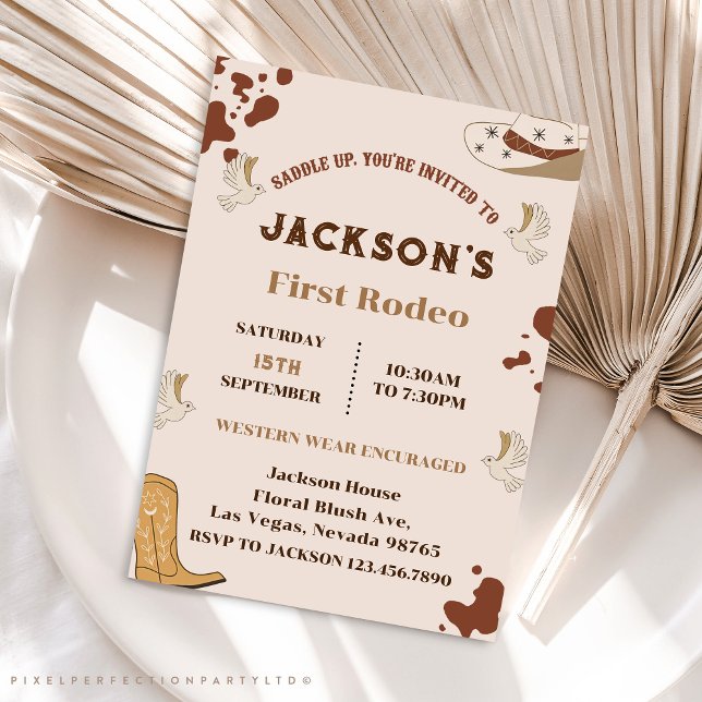 Convites Meu Primeiro primeiro aniversario Rodeo Cowboy (Criador carregado)