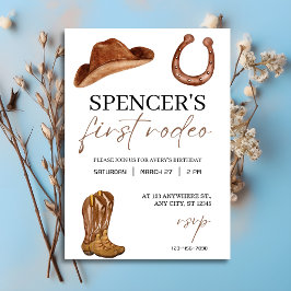 Convites "Meu Primeiro Rodeio" Aquarela primeiro aniversari