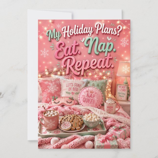 Convites Meus Planos de Férias Comem Dormir Repita Natal Di (Frente)