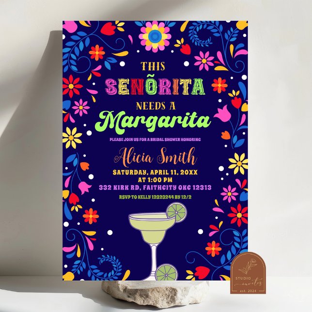 Convites Mexican Fiesta Margaritas Bridal Shower Invitation (Criador carregado)