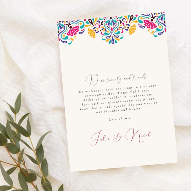 Convites Mexican Fiesta Style Rainbow Wedding Announcement (Criador carregado)