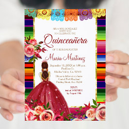 Convites Mexican Floral Quinceañera Invitation