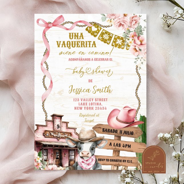Convites Mexican Spanish Girl Little Cowgirl Baby Shower (Criador carregado)