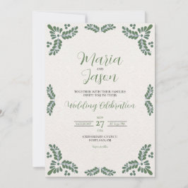 Convites Mexican Talavera Green Floral Minimalist Wedding