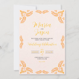 Convites Mexican Talavera Yellow Floral Minimalist Wedding