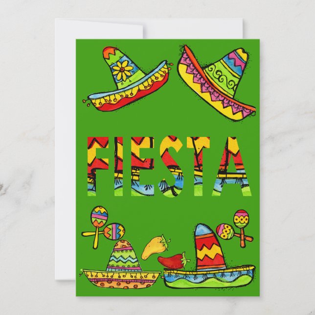 Convites Mexicano Fiesta Cinco de Mayo Invoca Verde (Frente)