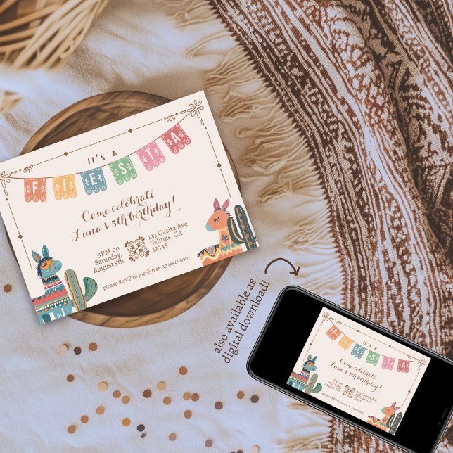 Convites Mexicano Fiesta Colorful Cactus Folk Birthday (Criador carregado)