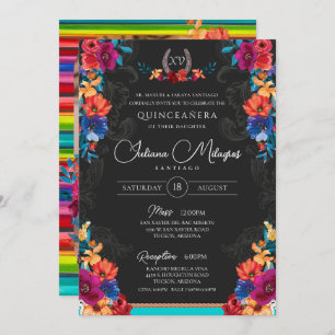 Convites Mexicano Fiesta Floral Adicione Sua Foto Quinceane