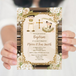 Convites Mexicano Fiesta Floral Twin Boy and Girl In