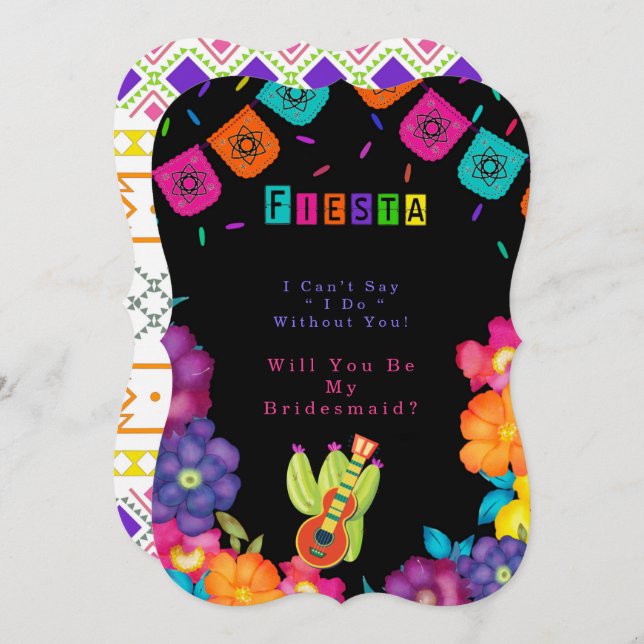 Convites Mexicano Fiesta Florals Vai Ser Minha Porta-Vozes (Frente/Verso)