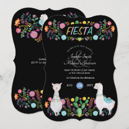 Convites Mexicano Fiesta Folk Flowers Llamas QUALQUER Casal