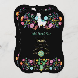 Convites Mexicano Fiesta Llama Folk Flowers Cactos QUALQUER