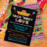 Convites Mexicano Fiesta taco sobre chá de casais<br><div class="desc">Fiesta mexicana Taco 'sobre casais de amor chá ou convites para festas de noivado. Apresenta um sombrero colorido,  maracas e aztec projetados fontes. Excelente para um Janto de ensaio temático mexicano,  chá etc. Ilustração desenhada à mão por McBooboo</div>