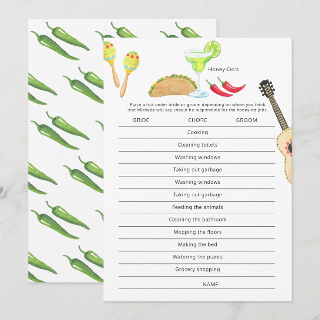 Convites Mexicano Fiesta Taco sobre o jogo do amor do mel (Frente/Verso)