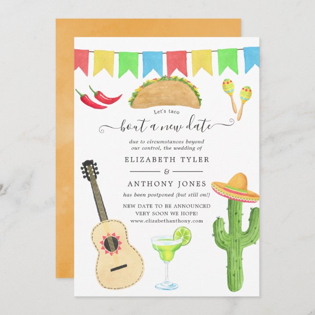 Convites Mexicano Fiesta Taco sobre um novo casamento (Frente/Verso)