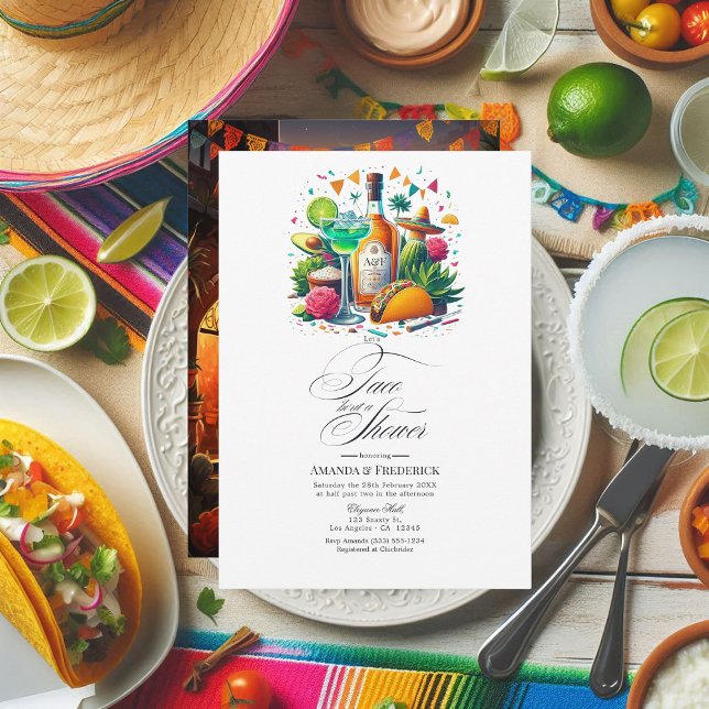Convites Mexicano Fiesta "Vamos Taco 'Bout a Casal Chá' (Mexican Fiesta "Let's Taco 'Bout a Couples Shower" Invitation)