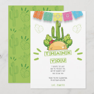 Convites Mexicano Obrigado Taco Cactus Card