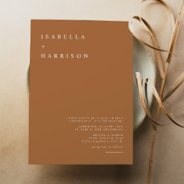 Convites Mia - Casamento Minimalista Moderno Laranja Queima