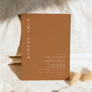 Convites Mia - Chá de fraldas Minimalista Moderno Laranja 