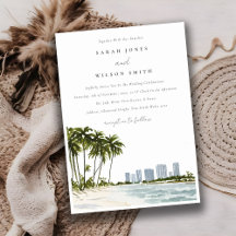 Miami Florida Watercolor Palm Landscape Wedding