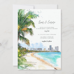 Convites Miami Wedding Invitation Watercolor