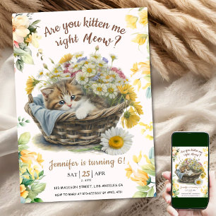 Convites Miau! Gatinho Gato Floral Gatinho Gato 6 Aniversár