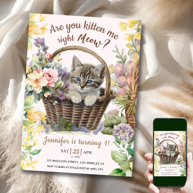 Convites Miau! Primeiro aniversario de Gato de Gatinha Fora (Criador carregado)