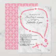 Miçangas rosárias rosa Primeira Comunhão Sagrada