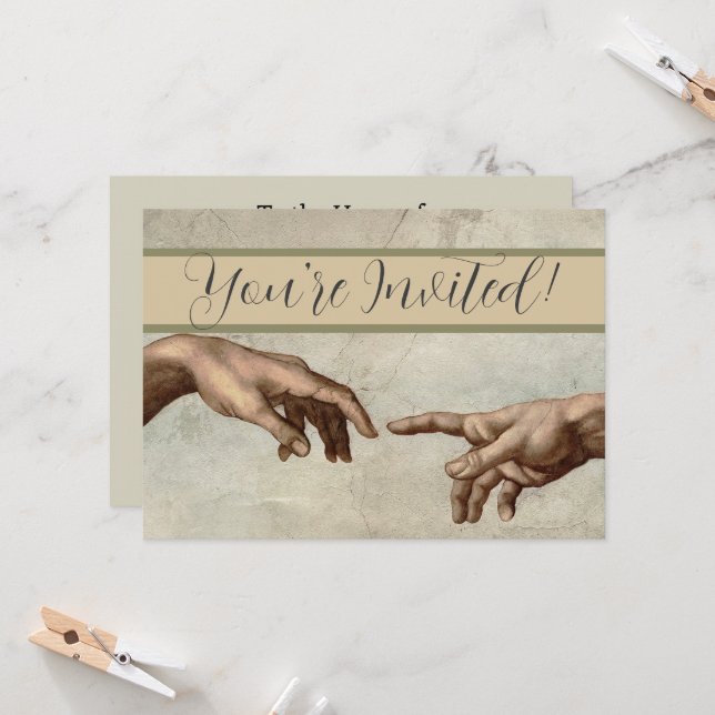 Convites Michaelangelo mãos criação adam deus (Frente/Verso In Situ)