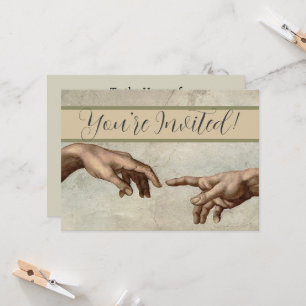 Convites Michaelangelo mãos criação adam deus