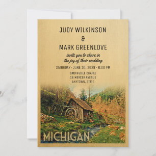 Convites Michigan Wedling Invitation Rustic Cabin Mill