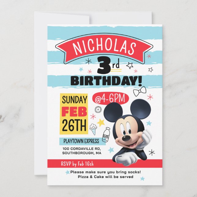 Convites Mickey Mouse Fun Birthday Customizable Invitation (Frente)